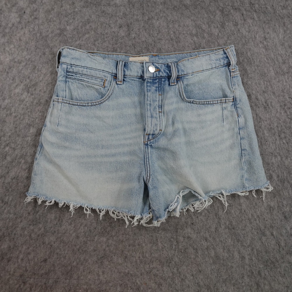 Pilcro Shorts Women 29 Blue Denim High Rise Raw Hem Light Wash Button Fly 3"